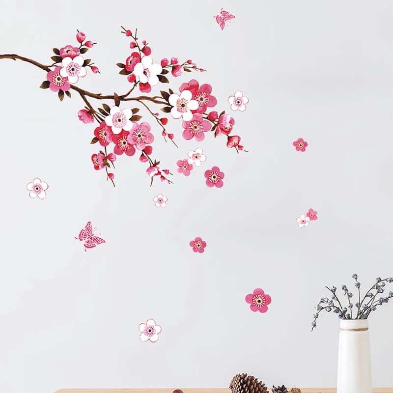 浪漫桃花卧室客厅玄关电视背景墙家居装饰墙贴贴纸自粘60*90cm