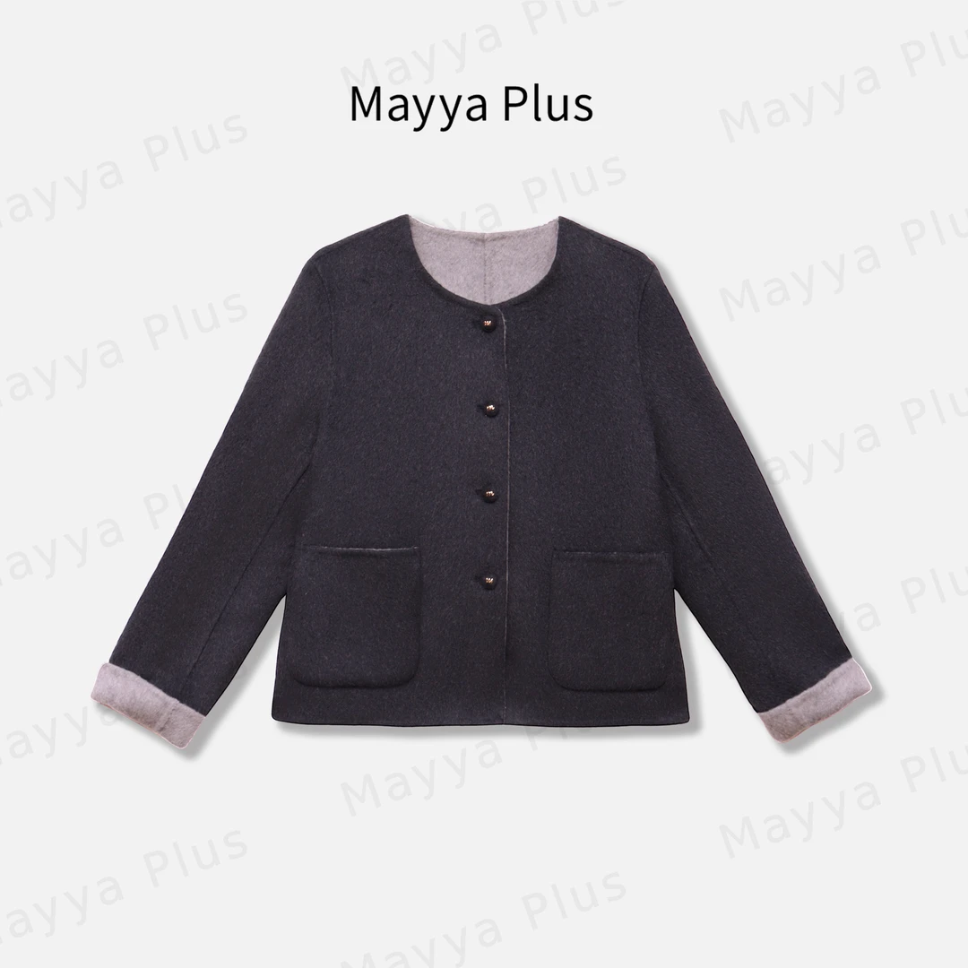【静奢时光】Mayya Plus麦芽定制流光风绵羊毛双面呢大衣女32537236
