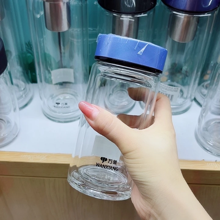 万象品牌双层玻璃杯V163-350蓝无网r