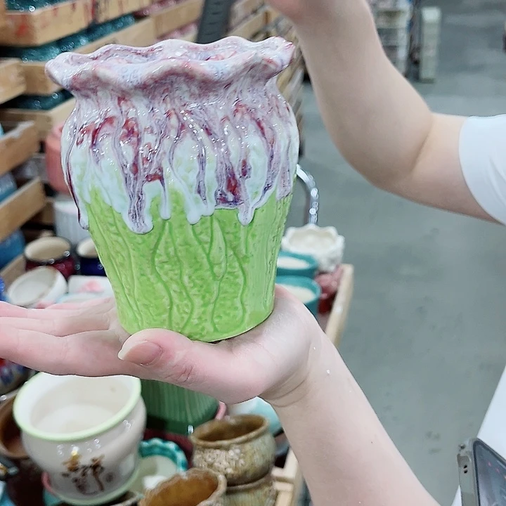 有孔，凑10元包邮陶瓷花盆发货！