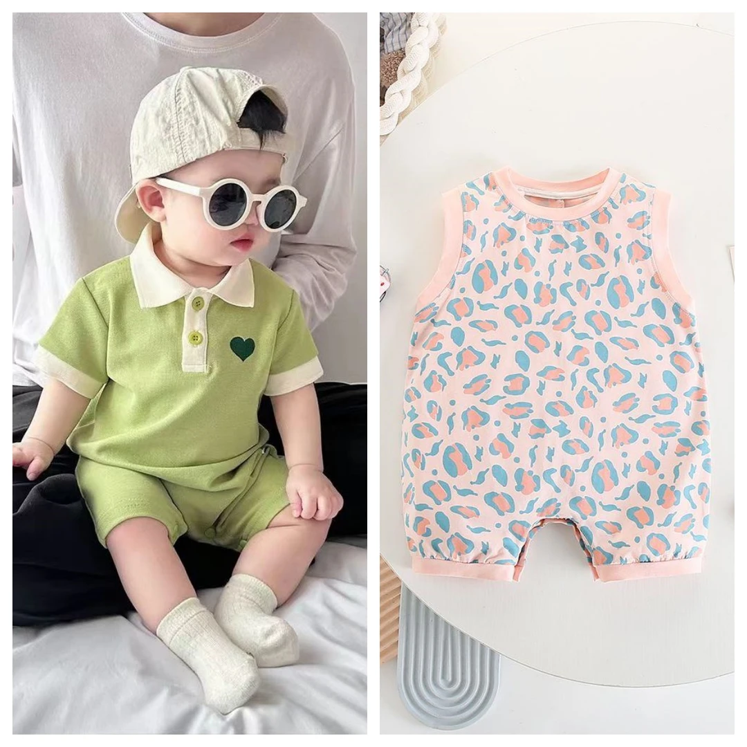 【到手2件】新款夏季婴幼儿薄款洋气夏装宝宝可爱连体衣哈衣