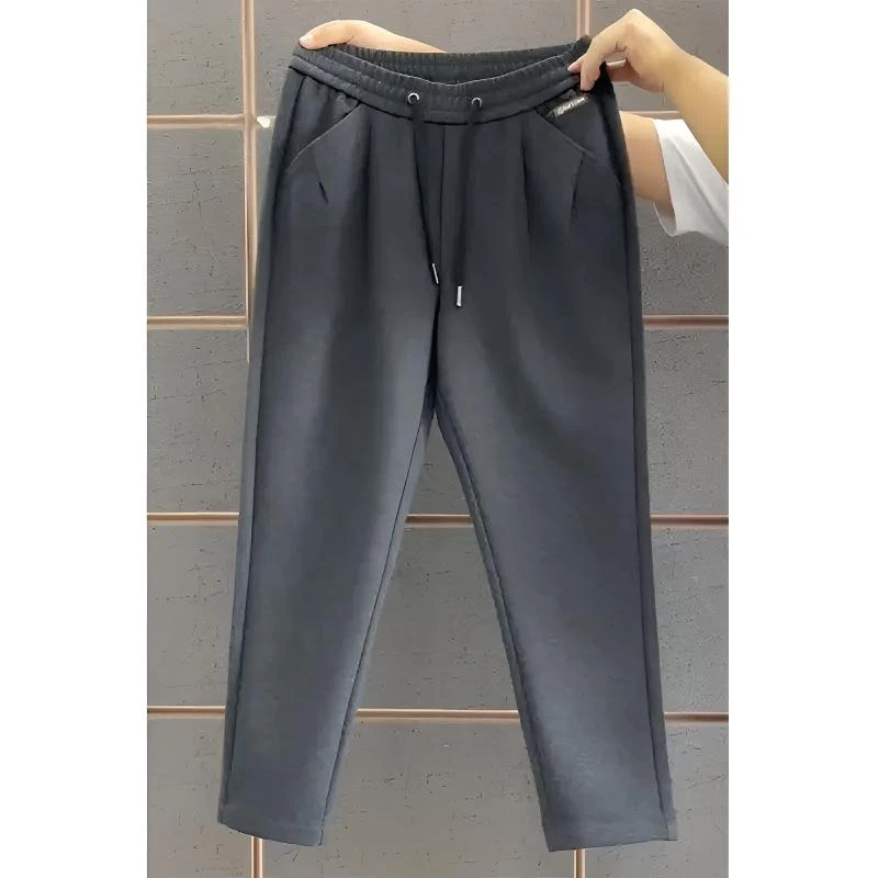 秋冬新款男士轻奢简约纯色休闲裤宽松弹力哈伦裤直筒卫裤修身商务