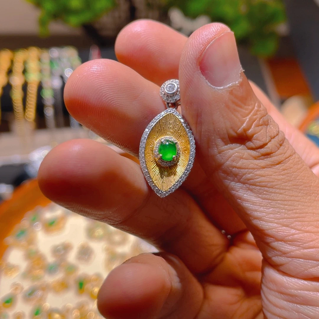 翡翠银S925镶嵌吊坠(不含链)