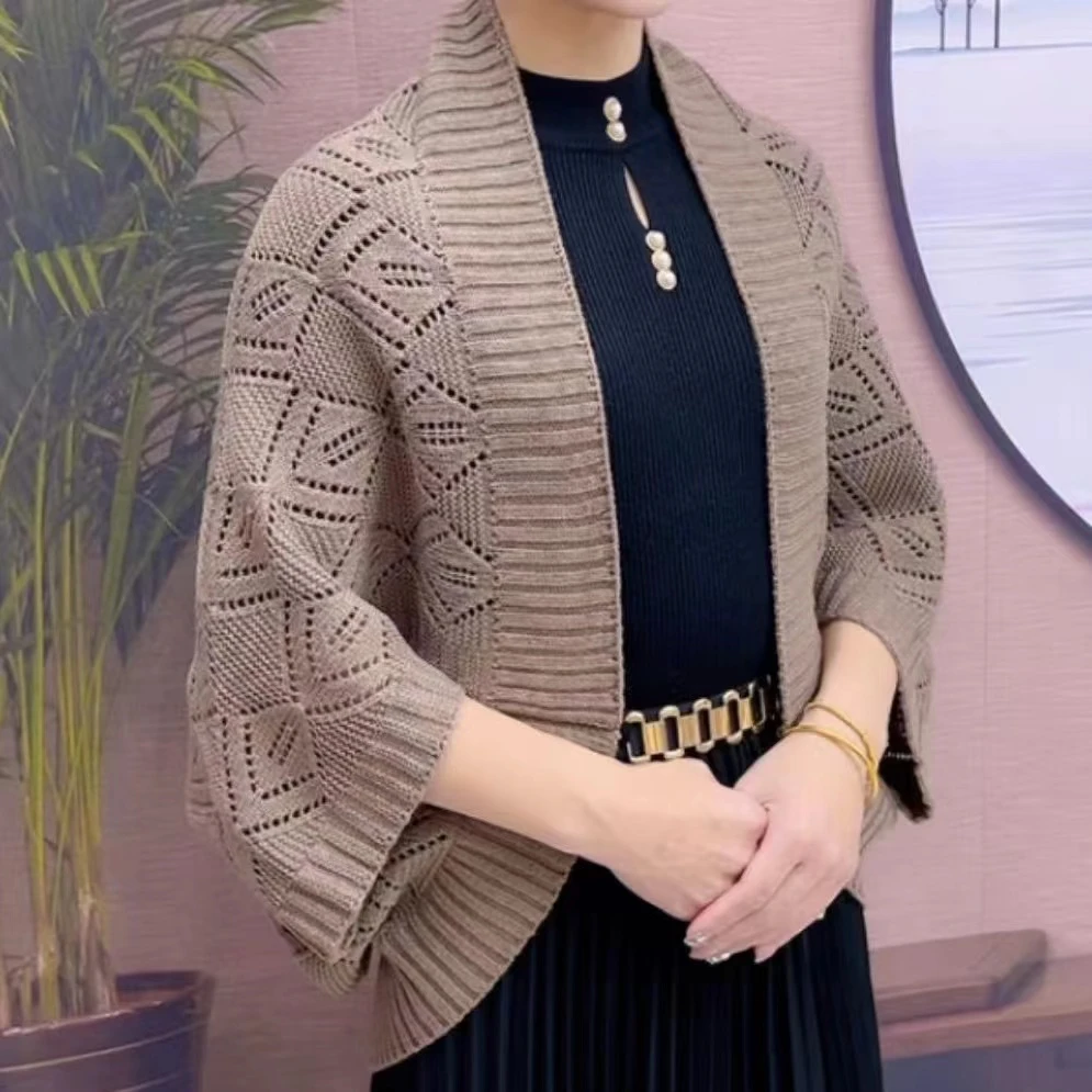 新款春秋时尚百搭开衫针织外搭披肩