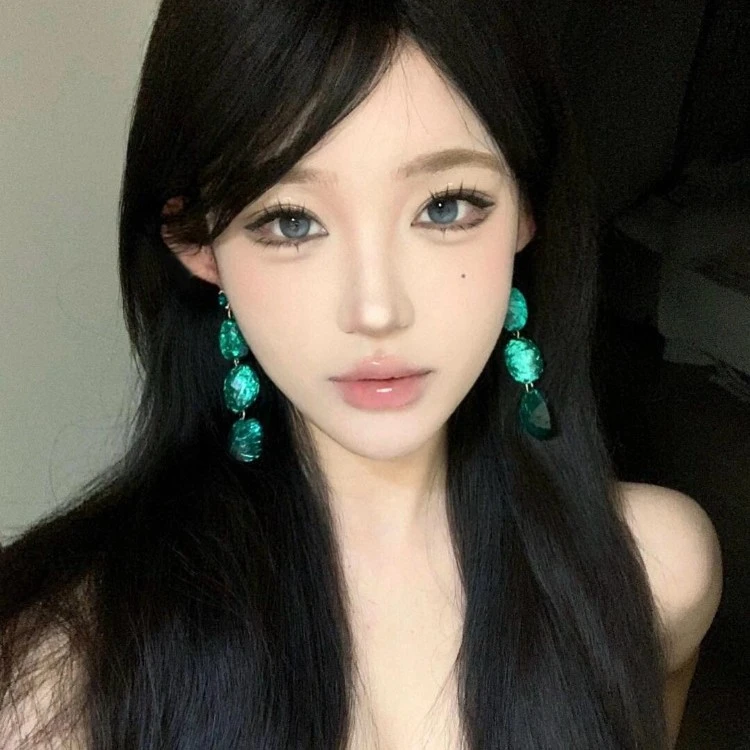 铜合金耳饰 浮生若梦~复古绿色流苏耳夹新款爆款耳钉女轻奢高级