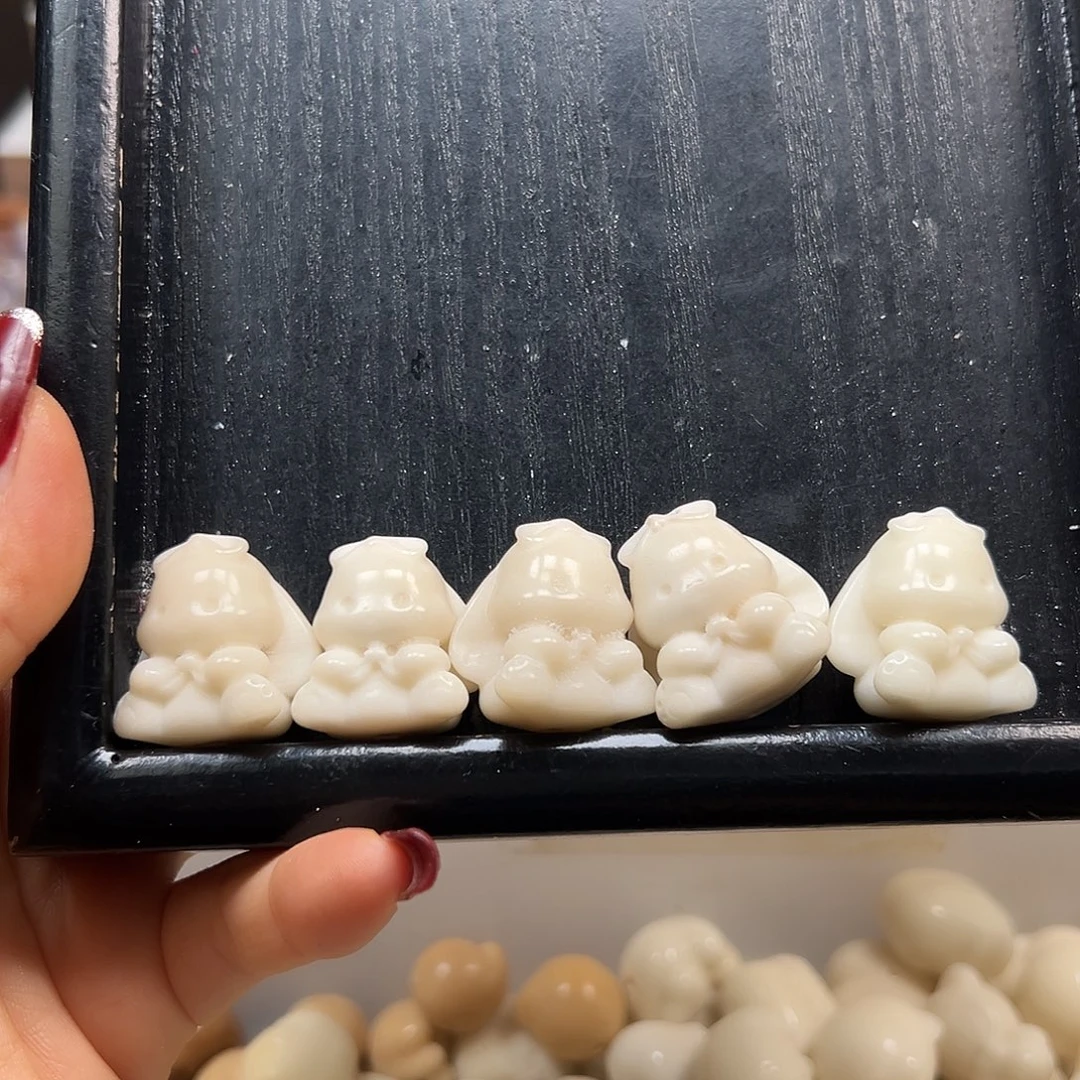 手串菩提根/象牙果瑕疵白玉桂狗5颗表面孔道有裂