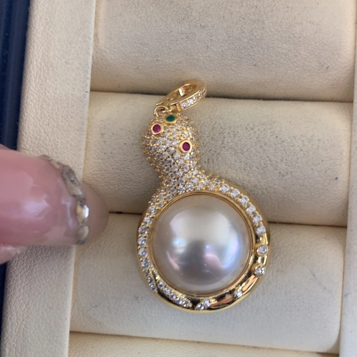 银S925镶嵌颈饰拼合珍珠（马贝珠）