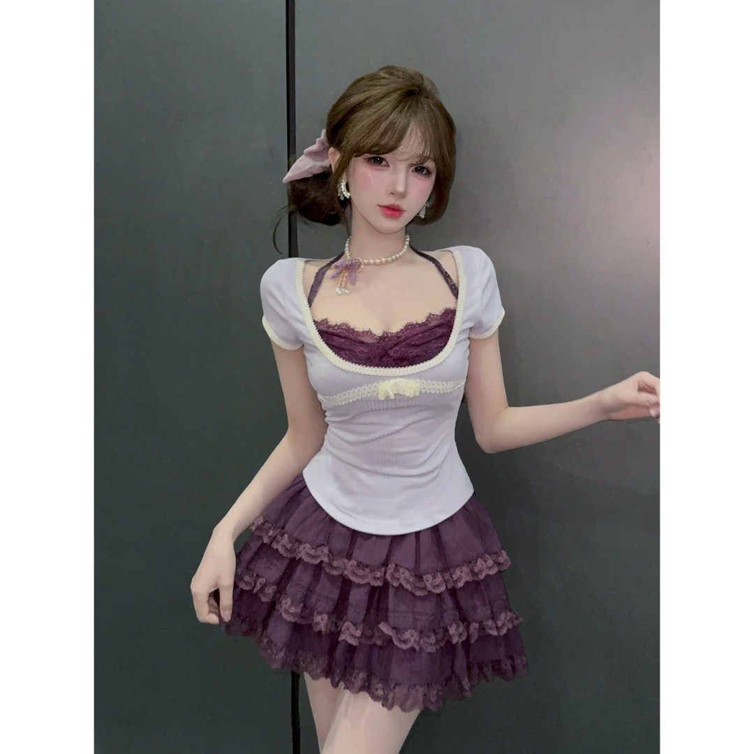 瑞茜·威瑟斯 少女日记 夏季纯欲风小众设计罩衫上衣半裙R1017-1T