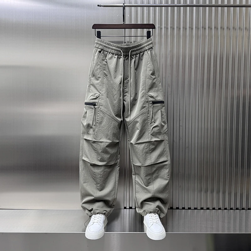 日系户外痞帅直筒工装裤2025秋季新款男士潮牌宽松褶皱阔腿休闲裤