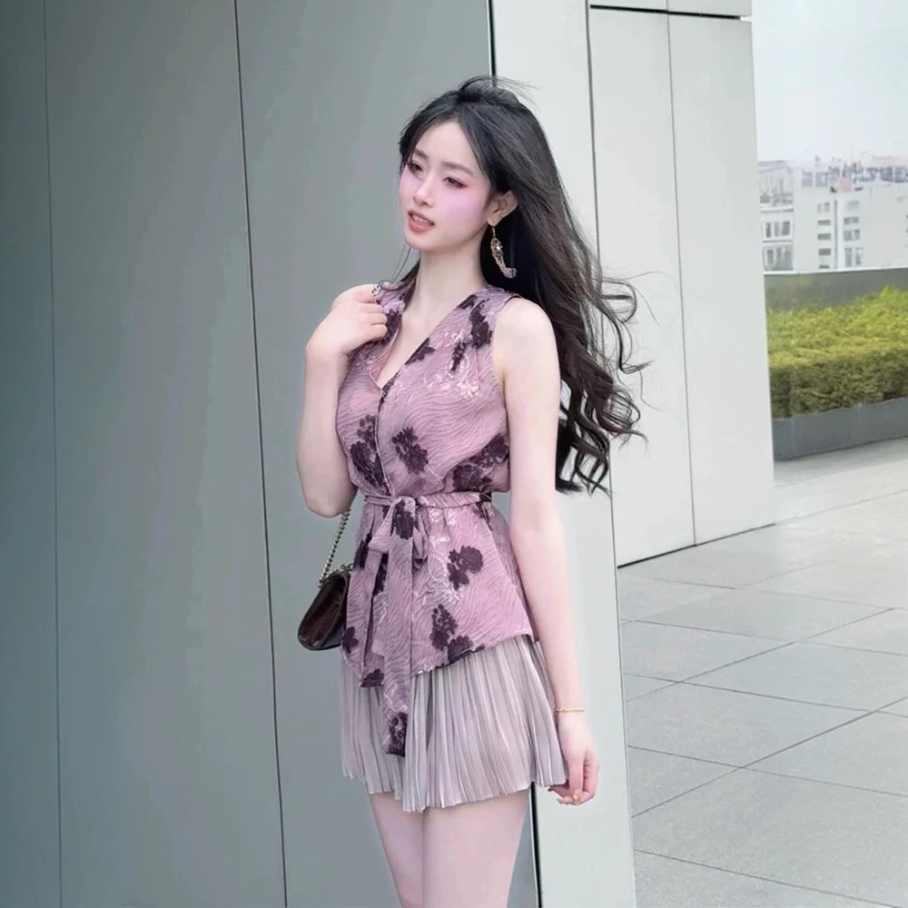 夏季搭配时尚减龄穿搭一整套轻奢高级感女人味上衣短裙两件套女装