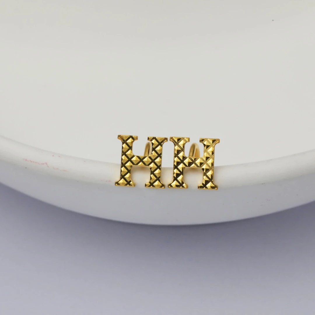 IBELOVE 足金999 5G精工H耳钉耳钉黄金耳饰时尚七夕礼物J1