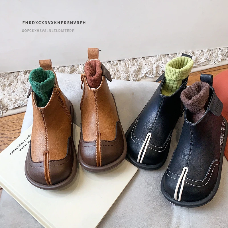 2025儿童马丁靴春秋新款女童单靴走秀男童短靴时尚皮靴宝宝靴子软