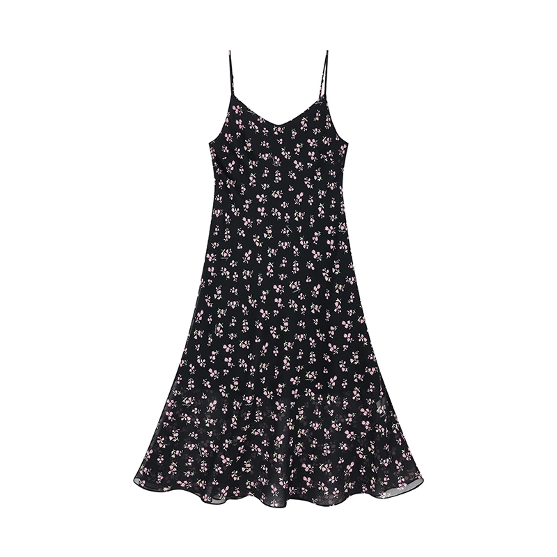 【达人专属】法式碎花吊带裙W6203