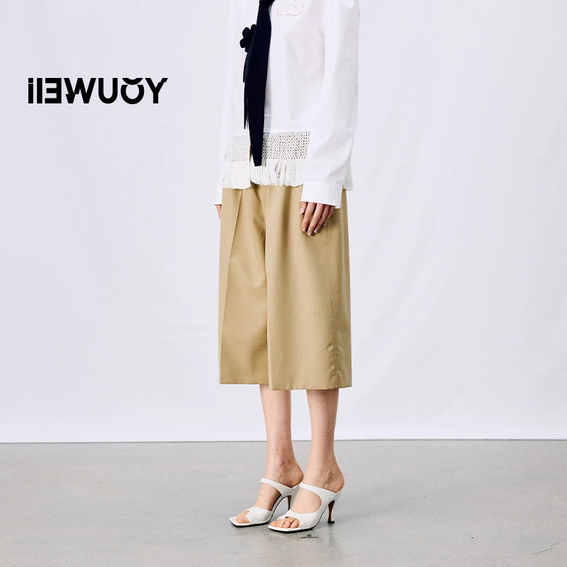 有尾YOUWEI百搭羊毛轻奢极简夏季日系直筒中裤Y5325101阔腿裤宽松