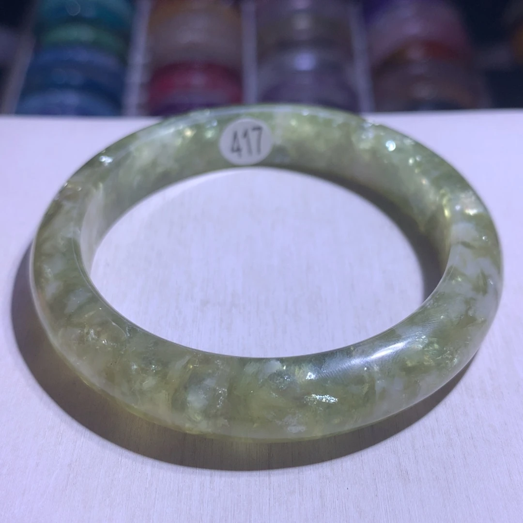 水晶手镯银S925镶嵌金祖母58.1圈417