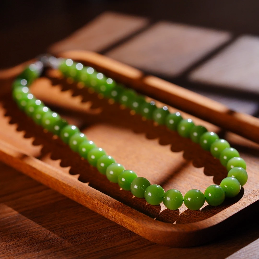 【睿泽赏宝】S925和田玉碧玉妈妈链 11mm V2856