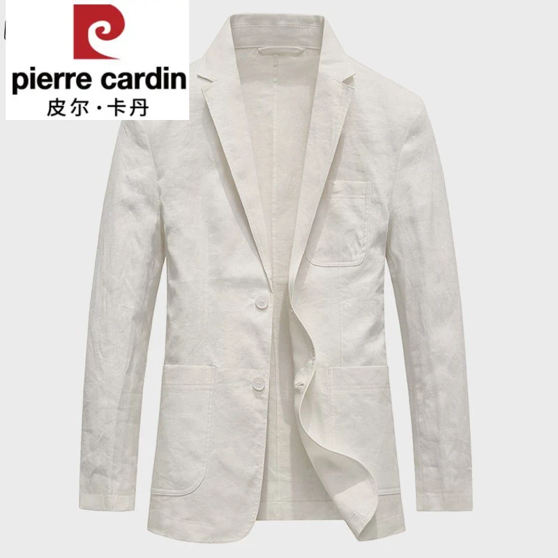 皮尔卡丹100%亚麻西服舒适透气上衣薄款休闲单西春秋季新款商务西