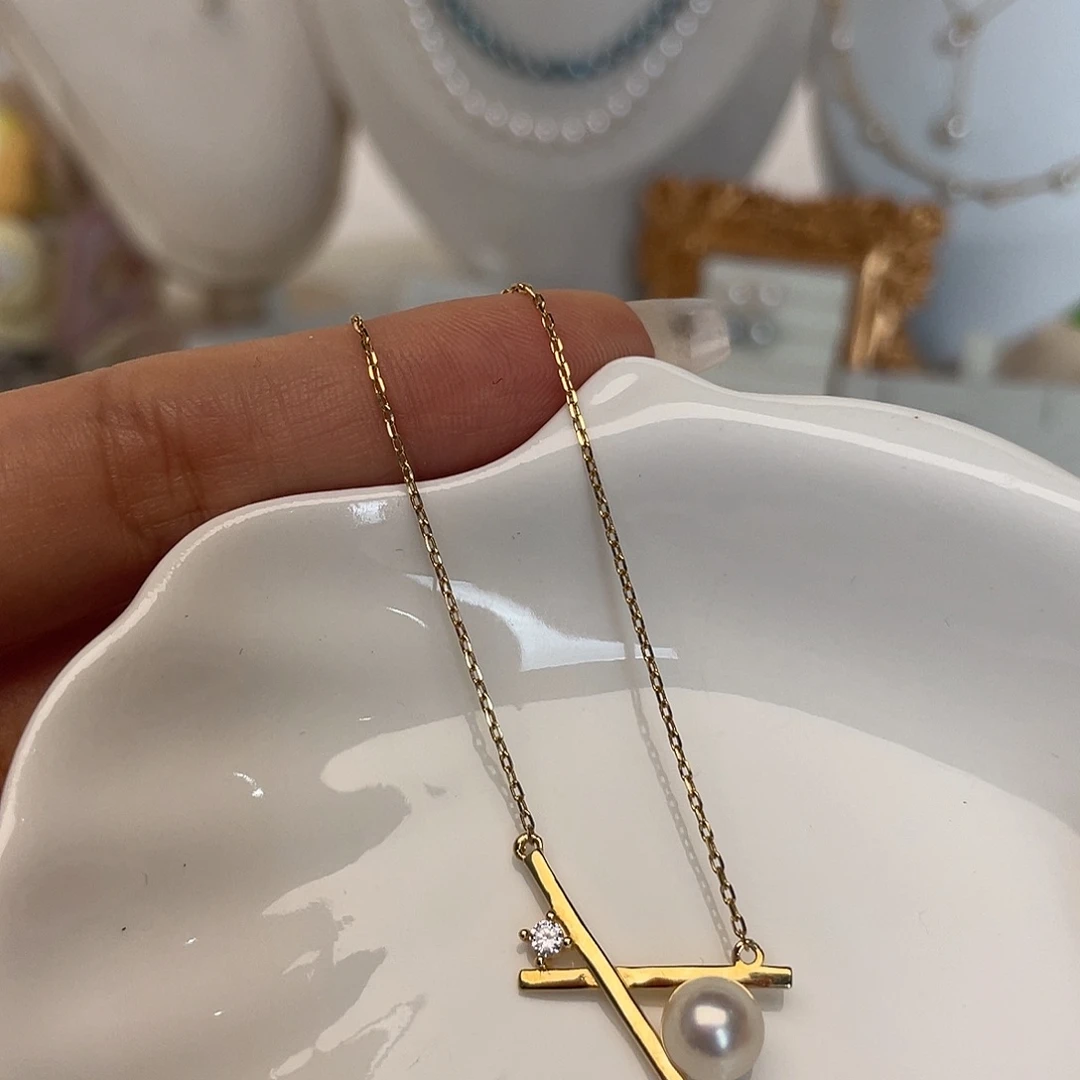 海水珍珠银S925镶嵌项链