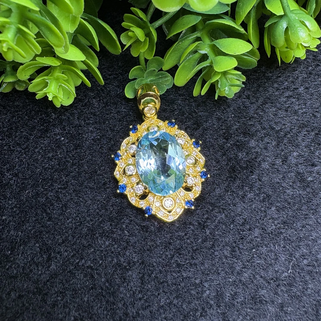 面面来财珠宝CT3180星光蓝托帕石吊坠-配链-多样性只发一件