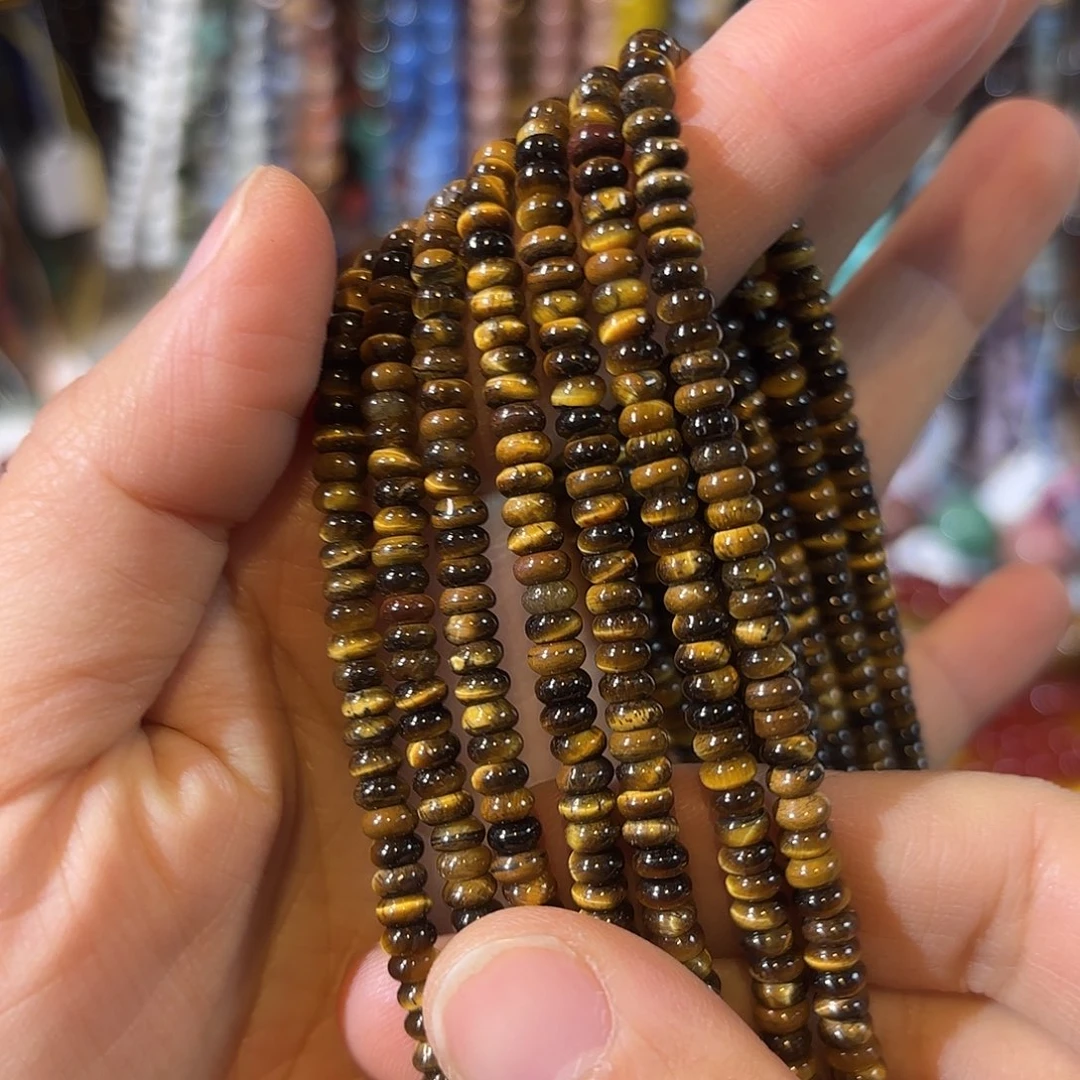 玛瑙/玉髓未镶嵌珠宝半成品虎眼2-4算盘一条