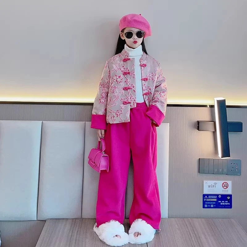 女童套装秋冬装2025新款时洋气中式唐装年服中大儿童冬季过年服