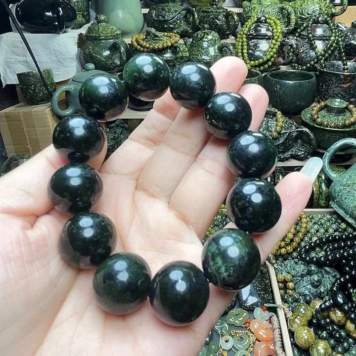 A***x蛇纹石玉未镶嵌珠宝半成品藏玉药王石福利款1.8手串