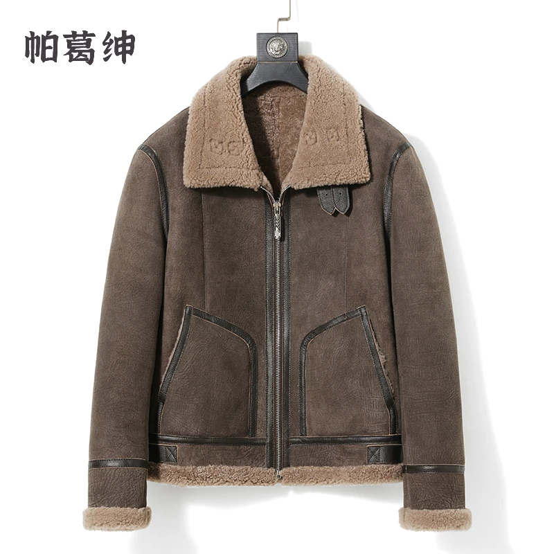 帕葛绅皮毛一体男外套真皮真毛土耳其飞行服原生态美利奴羊羔皮衣