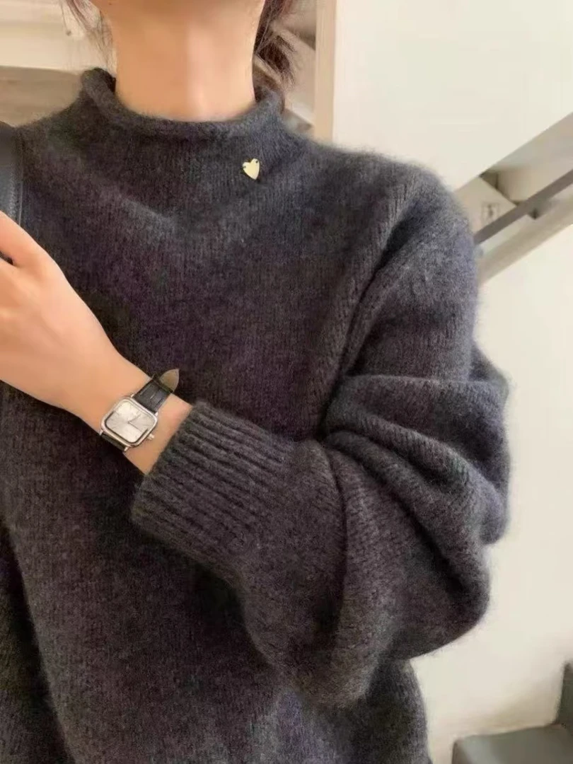 欧洲站2024秋冬套头爱心毛衣