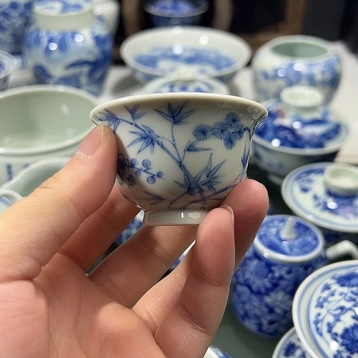听***蟾微瑕柴窑松竹梅小压手