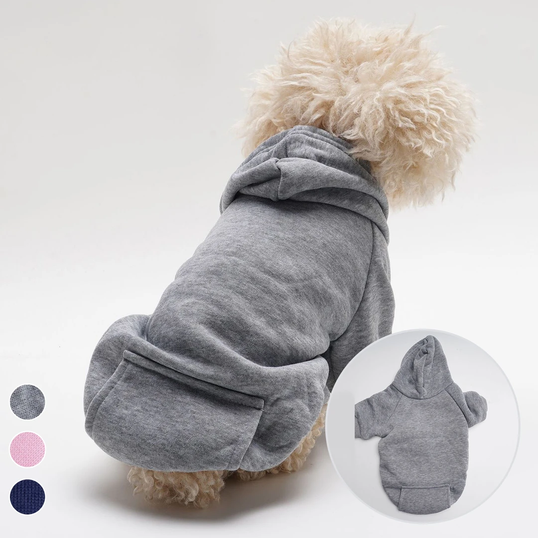 货源时尚保暖英短蓝猫泰迪中小型犬戴帽抓绒狗衣服宠物卫衣