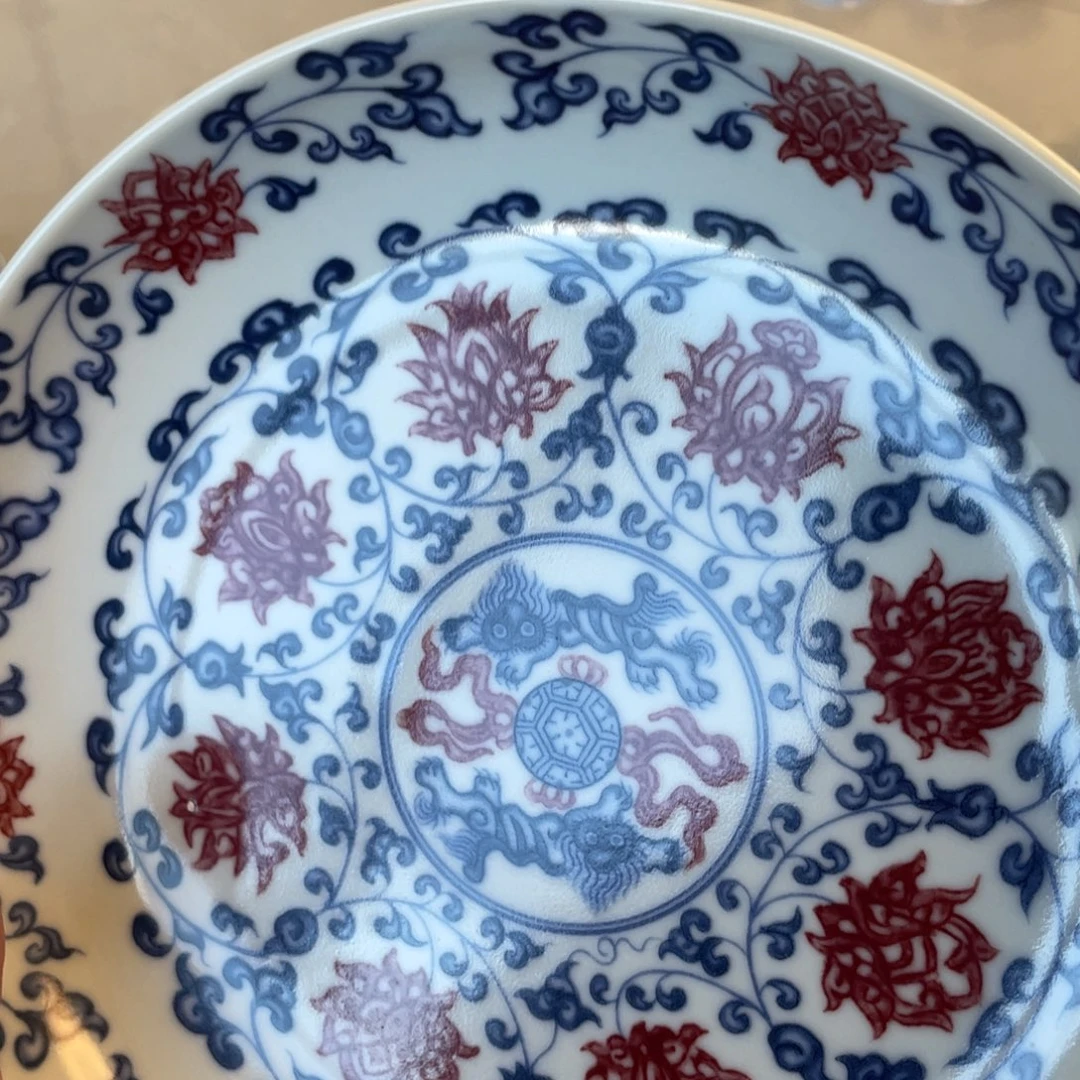 瓷片景德镇釉里红缠枝莲大壶承
