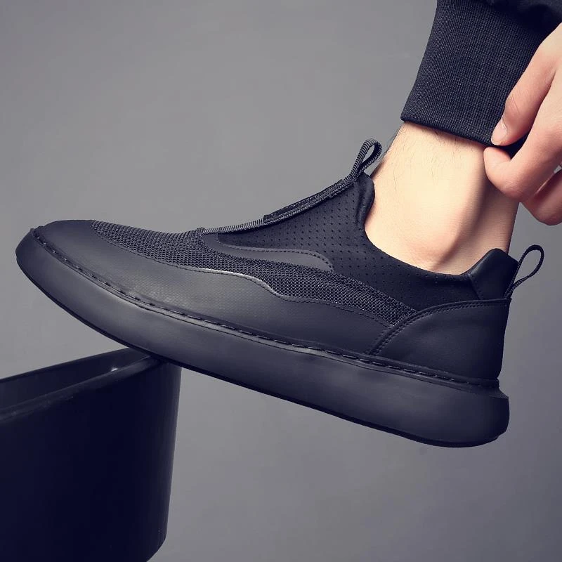 路易圣戈希男鞋夏季透气鞋休闲男款网面鞋一脚蹬轻便耐磨防臭