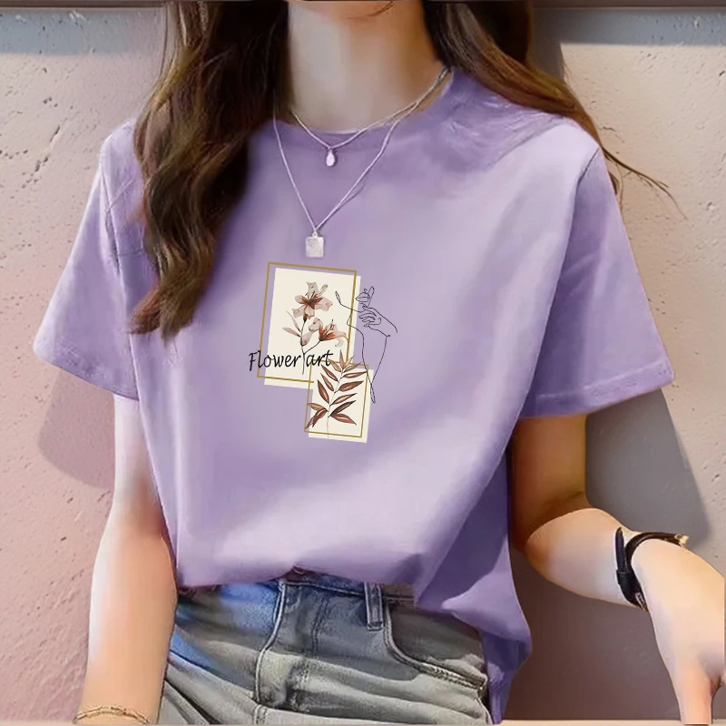 夏季减龄紫色短袖宽松T恤大码体恤mm淡紫色韩版2025爆款t恤女正肩