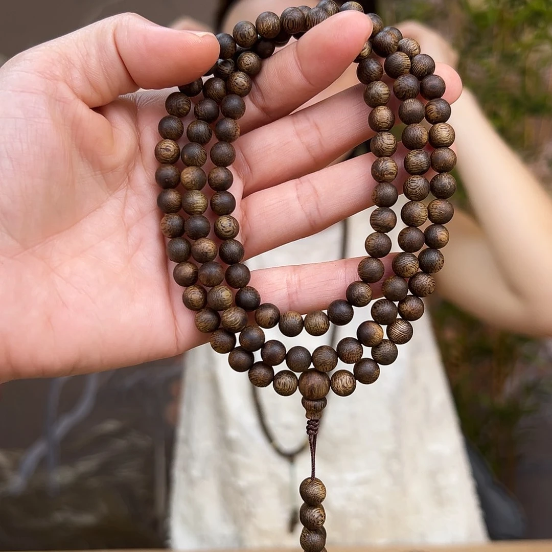 手串沉香莺歌绿奇楠张勺子圆珠醇化料圆珠多圈一条0.7