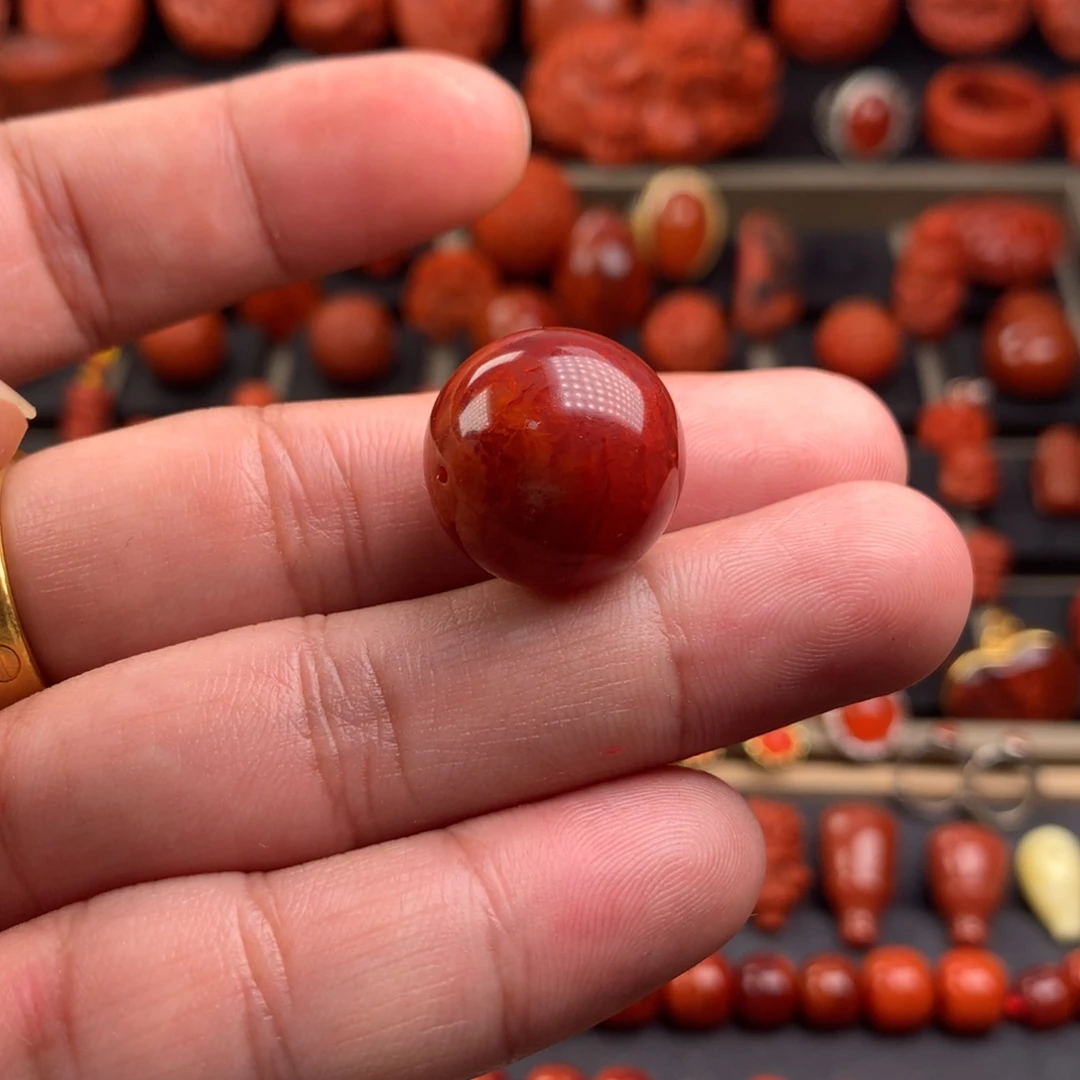 南红玛瑙圆珠18+未镶嵌晨*