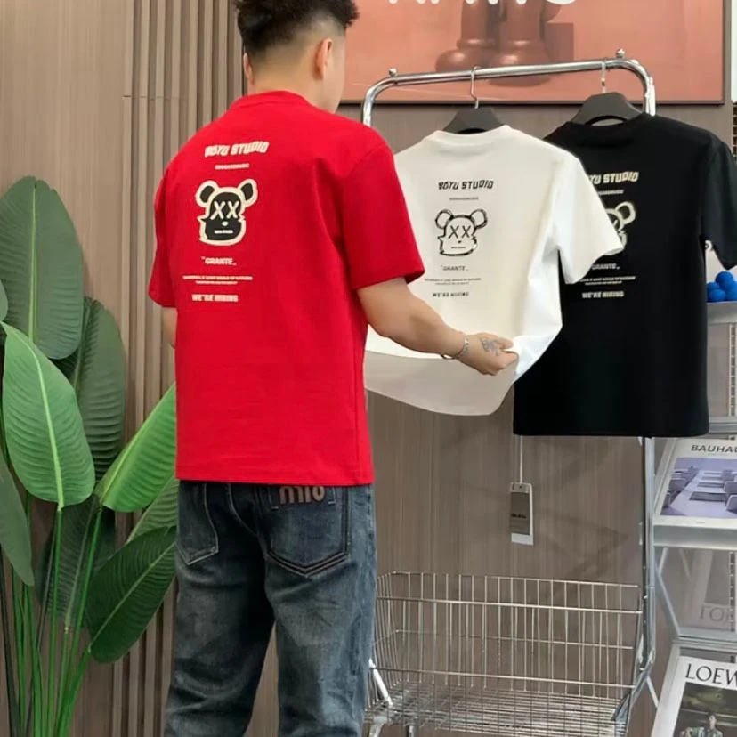 2025冬季红色纯棉男士T恤打底衫半袖春季韩版修身款t休闲圆领时尚