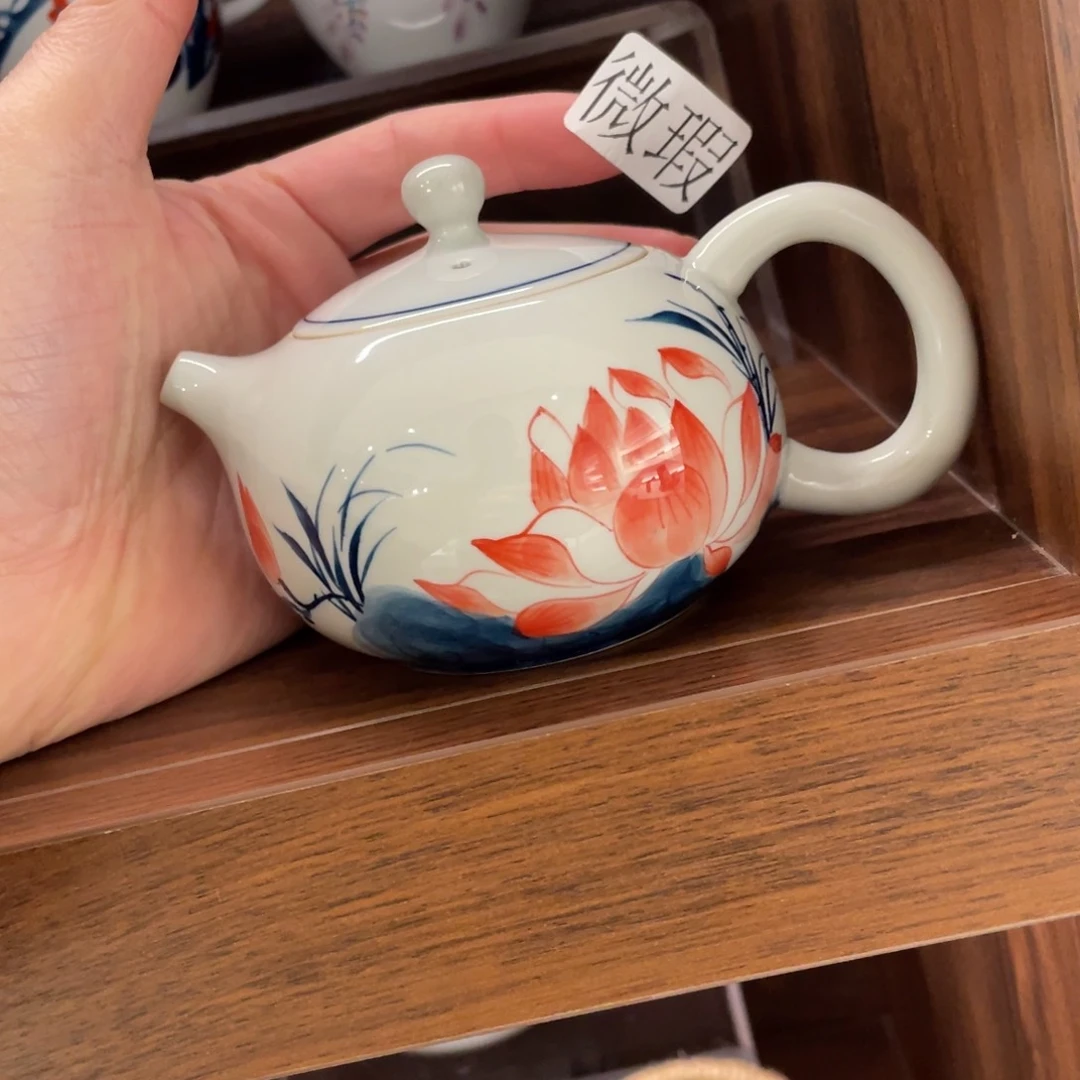 釉下手绘茶具微瑕