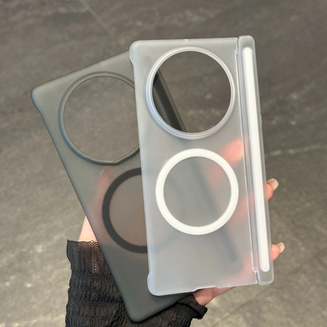 适用vivoXFold5手机壳磁吸中轴冰感散热FOLD折叠屏磨砂透明保护套