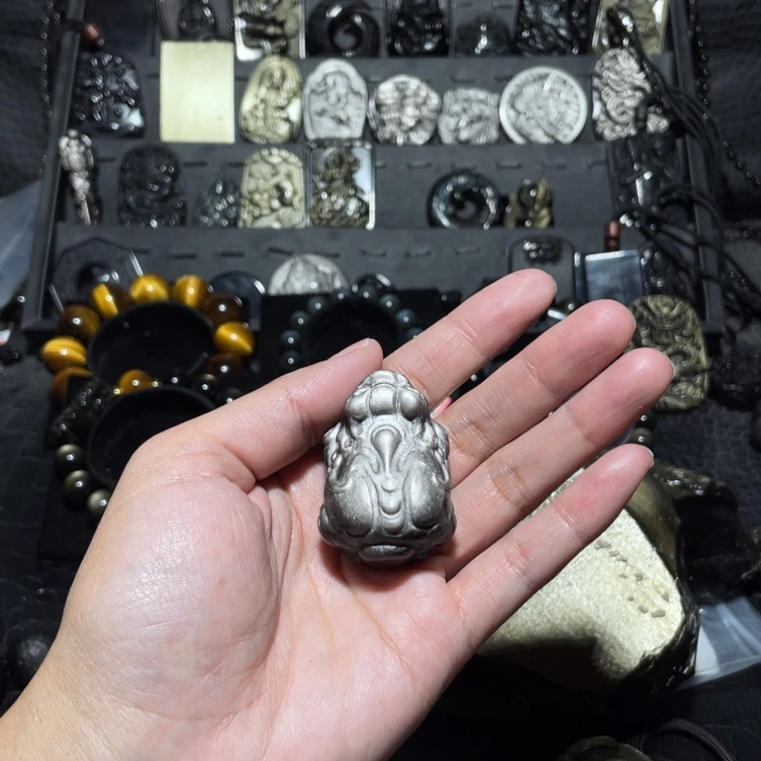 黑曜岩珠宝奇石未镶嵌瓶*李手把件