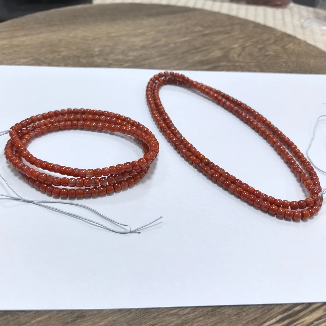 【书记甄选】南红柿子红牛血红双色万能链 多样性发一 约5mm 7586JY