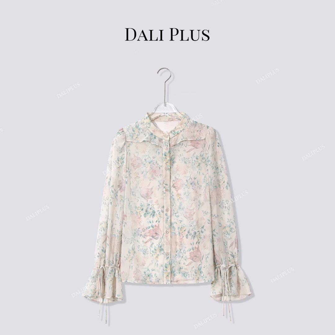 DALI PLUS春日氛围感静奢法式温柔浪漫休闲花卉衬衫-D5LT2045
