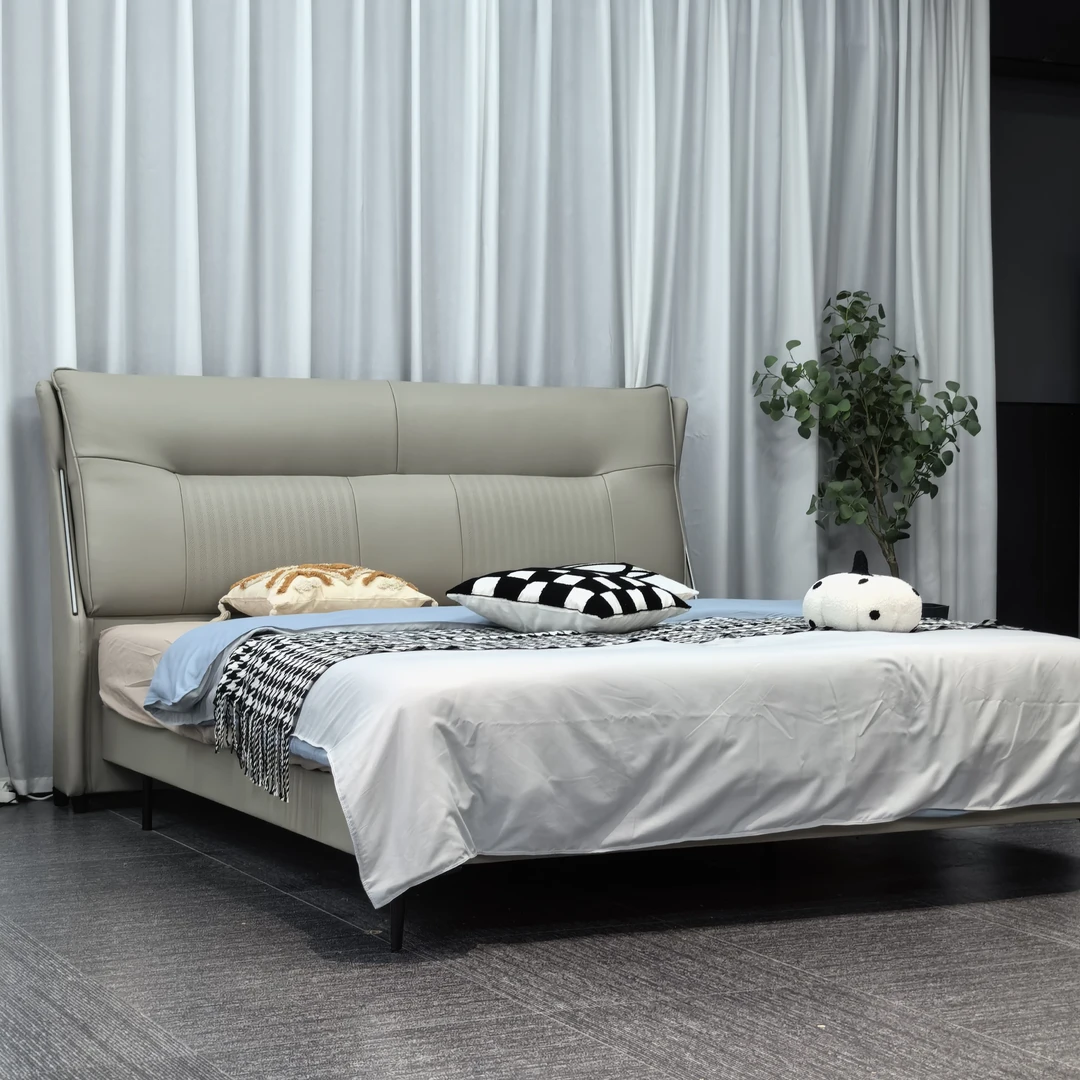 136#【高枕无忧】时尚轻奢简约真皮主卧次卧家用大床松弛感