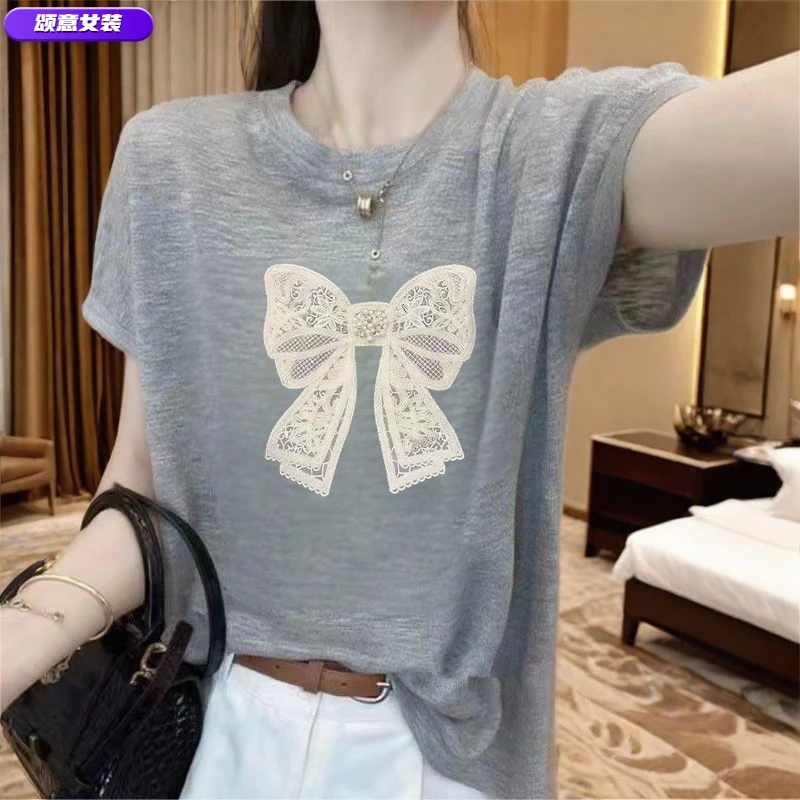 100%竹节棉短袖T恤女爆款纯棉新款大码夏季印花显瘦减龄时尚上衣