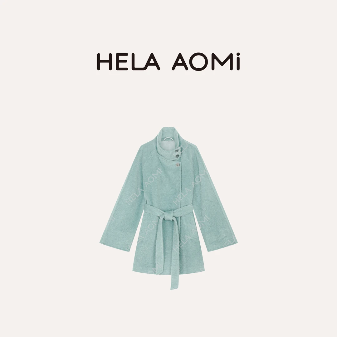 HELA AOMI “苏力线*赛里木湖”羊驼毛69.7%+绵羊毛大衣CY5DN08120