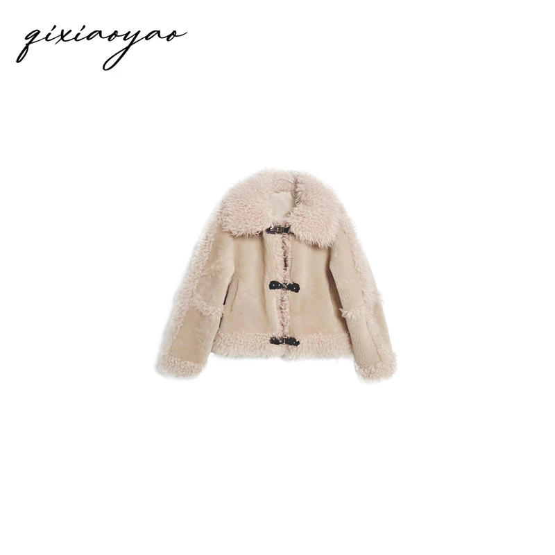 奶茶+咖色 2024秋冬新款全羊毛短款外套#BHXHR88665