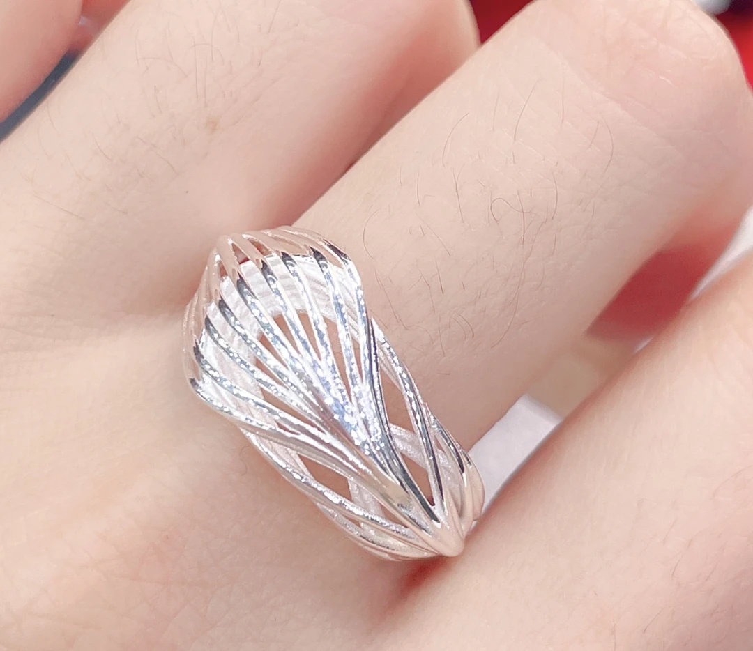 925银戒指 925银戒指 个性素白多层日韩戒指