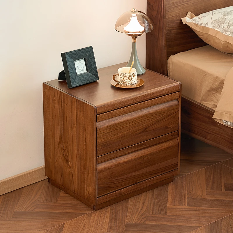 苏作集进口缅甸柚木定坤床头柜实木床边柜现代简约家用卧室置物柜