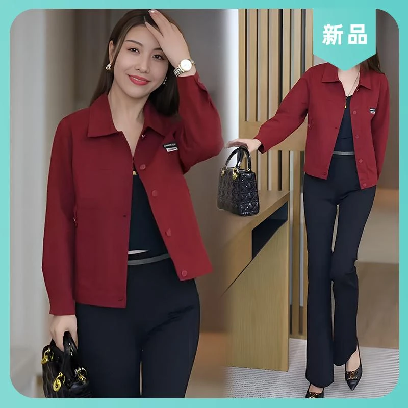 女士短外套2026年新款春秋季宽松休闲显瘦中年妈妈小个子夹克上衣