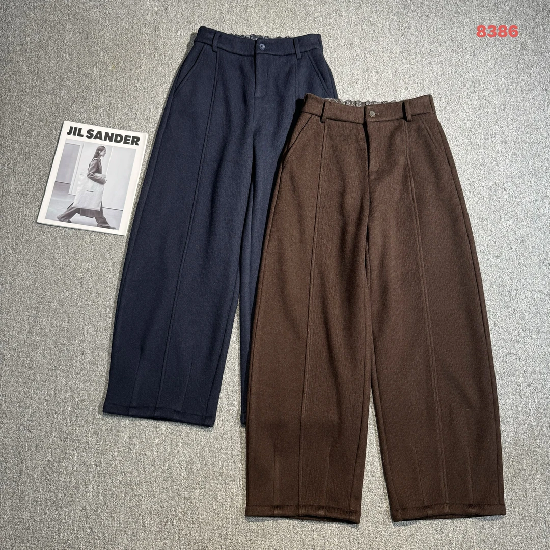 25新款百搭欧韩羊毛休闲弯刀长裤8386