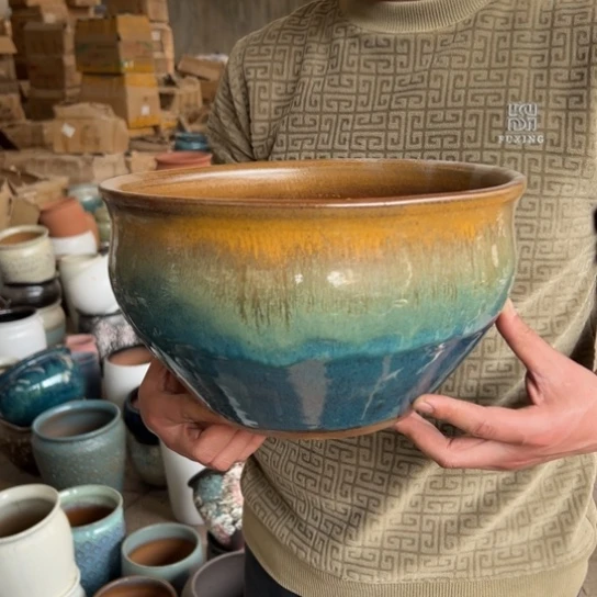 紫砂花盆高17口29————